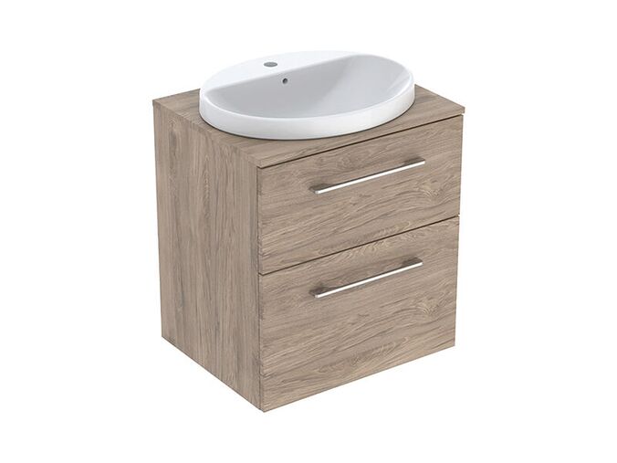 Geberit Selnova Square skříňka s deskou a umyvadlem, 58,8x47,5x70,3 cm, 2x zásuvka, dekor ořech hickory