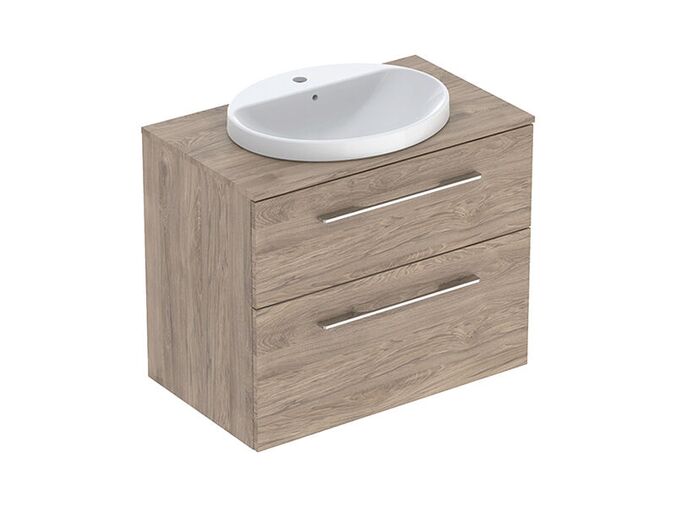 Geberit Selnova Square skříňka s deskou a umyvadlem, 78,8x47,5x70,3 cm, 2x zásuvka, dekor ořech hickory