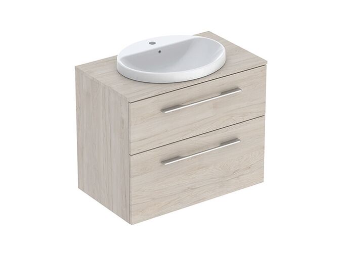 Geberit Selnova Square skříňka s deskou a umyvadlem, 78,8x47,5x70,3 cm, 2x zásuvka, dekor ořech hickory světlý