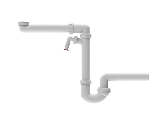 HL Dřezová zápachová uzávěrka DN50x6/4” pro úsporu místa s přípojkou pro spotřebiče a se zpětným uzávěrem 