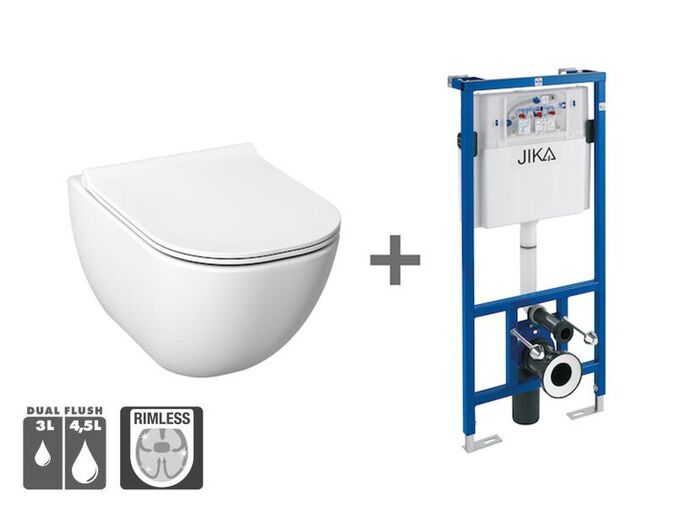 Jika Mio-N set závěsný klozet rimless se skrytým uchycením + podomítkový modul