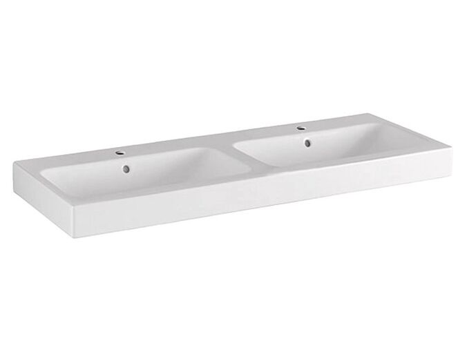 Geberit iCon Dvojité umyvadlo 120x48,5 cm, s otvorem pro baterii, s přepadem, bílá