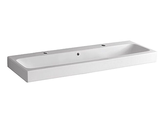 Geberit iCon umyvadlo 120x48,5 cm, 2 otvory pro baterii, s přepadem, bílá