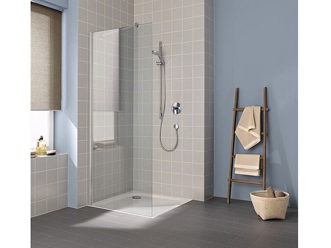 Kermi Cada XS Walk-in Wall volně stojící boční stěna 72,5-75x200 cm, CadaClean, sklo čiré, stříbrná lesk