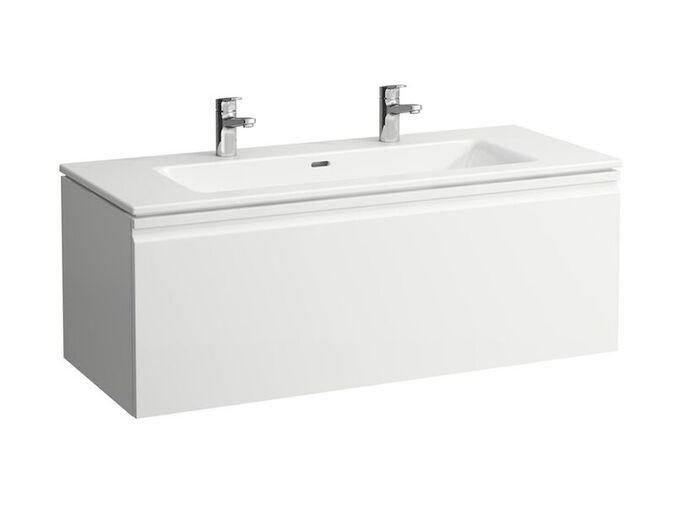 Laufen Pro S skříňka s umyvadlem 120x50 cm, 2x otvor pro baterii, 1x zásuvka s vnitřní zásuvkou, bílá lesk