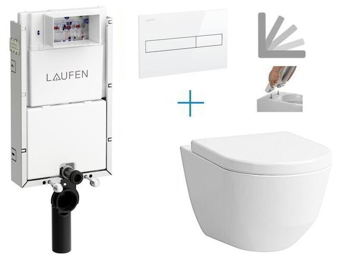 Laufen TW1 - sada pro závěsné WC H8946630000001 FU + rimless klozet a sedátko Laufen Pro + tlačítko Dual Flush, bílá