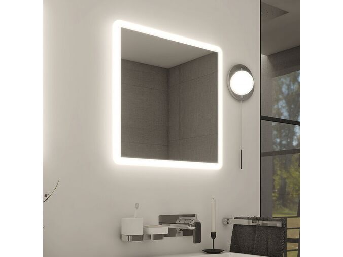 Nimco Zrcadla zrcadlo zaoblené s LED osvětlením 60x60 cm, hliníkový rám