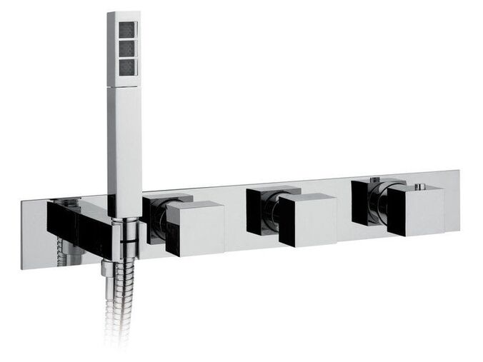 Sapho Podomítková termostatická baterie s držákem ruční sprchy,2 výstupy,hranatá,chrom