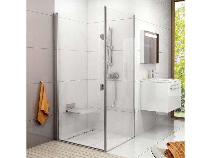 Ravak Chrome Pevná stěna CPS, 78-80x195 cm, satin, dekor transparent