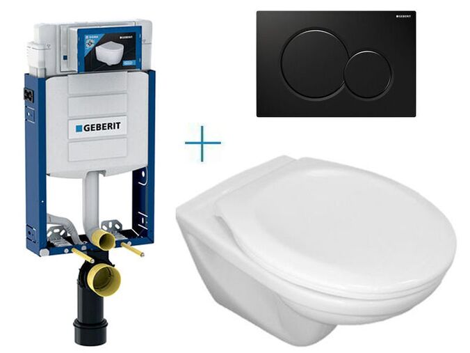 Geberit Kombifix - sada pro závěsné WC 110.302.00.5 CW+ klozet Jika Euroline a sedátko Jika Zeta + tlačítko Sigma01, černá