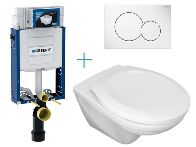 Geberit Kombifix - sada pro závěsné WC 110.302.00.5 CW + klozet Jika Euroline a sedátko Jika Zeta + tlačítko Sigma01, alpská bílá