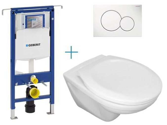 Geberit Duofix Special - sada pro závěsné WC111.355.00.5 CW + klozet Jika Euroline a sedátko Jika Zeta + tlačítko Sigma01, alpská bílá