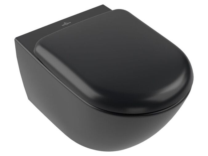 Villeroy & Boch Antao závěsné WC, Rimless, CeramicPlus, TitanGlaze, TwistFlush, Pure Black