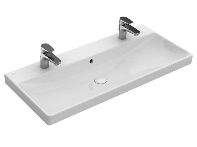 Villeroy & Boch Avento umyvadlo 100x47 cm, 2x otvor pro baterii, s přepadem, bílá Alpin