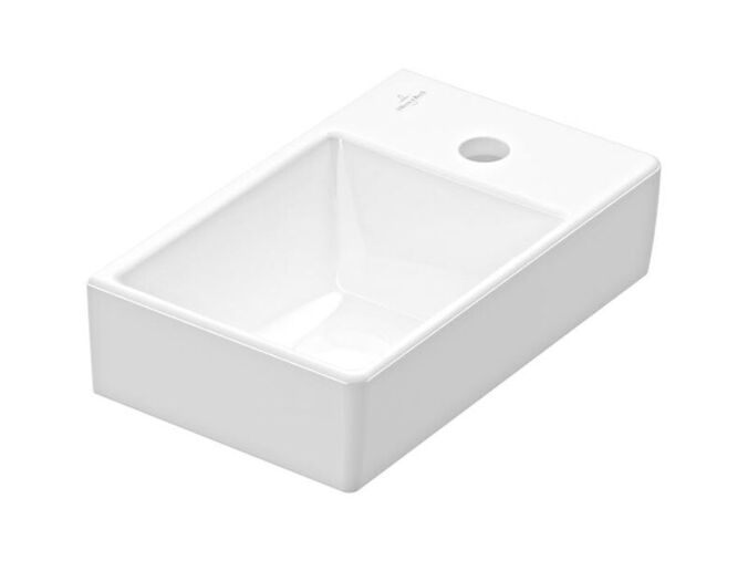 Villeroy & Boch Avento umývátko 36x22 cm, otvor pro baterii vpravo, bez přepadu, bílá Alpin