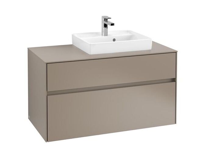 Villeroy & Boch Collaro skříňka pod umyvadlo, 100x50x54,8 cm, otvor vpravo, 2x zásuvka, Truffle Grey