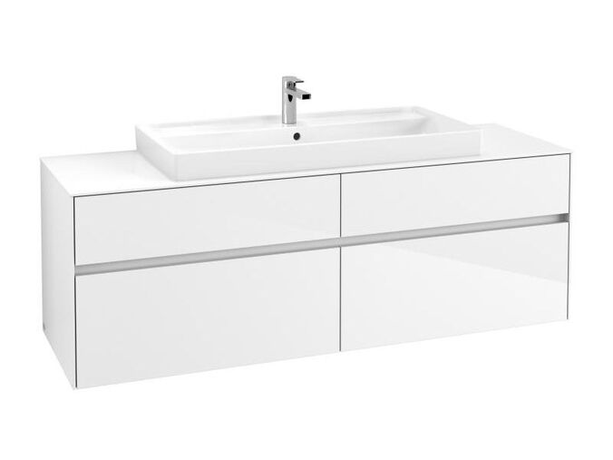 Villeroy & Boch Collaro skříňka pod umyvadlo, 160x50x54,8 cm, otvor uprostřed, 4x zásuvka, Glossy White