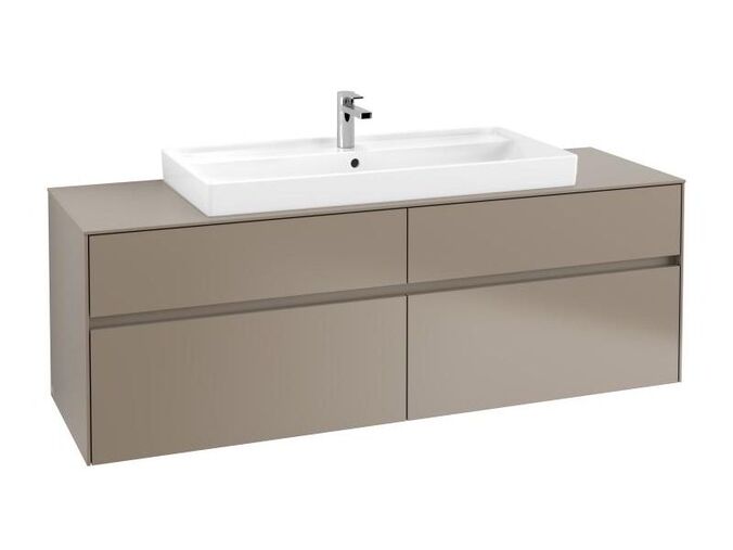 Villeroy & Boch Collaro skříňka pod umyvadlo, 160x50x54,8 cm, otvor uprostřed, 4x zásuvka, Truffle Grey