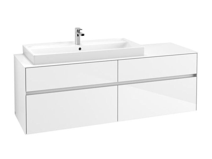 Villeroy & Boch Collaro skříňka pod umyvadlo, 160x50x54,8 cm, otvor vlevo, 4x zásuvka, Glossy White