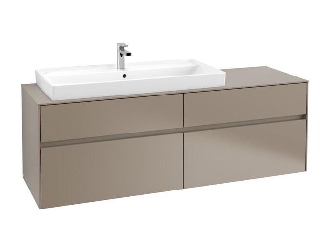 Villeroy & Boch Collaro skříňka pod umyvadlo, 160x50x54,8 cm, otvor vlevo, 4x zásuvka, Truffle Grey