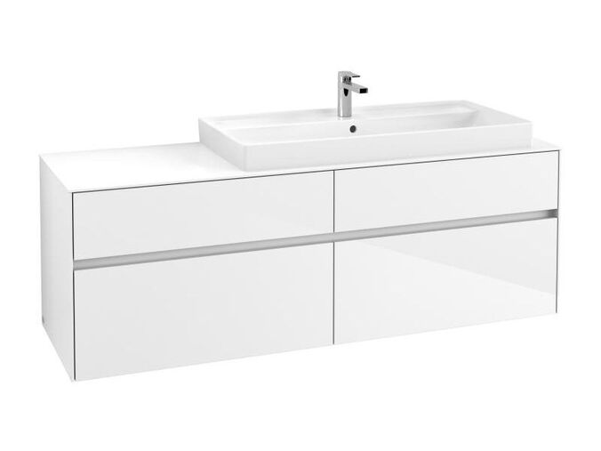 Villeroy & Boch Collaro skříňka pod umyvadlo, 160x50x54,8 cm, otvor vpravo, 4x zásuvka, Glossy White