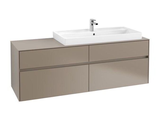 Villeroy & Boch Collaro skříňka pod umyvadlo, 160x50x54,8 cm, otvor vpravo, 4x zásuvka, Truffle Grey