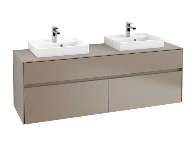 Villeroy & Boch Collaro skříňka pod umyvadlo, 160x50x54,8 cm, 2 otvory, 4x zásuvka, Truffle Grey