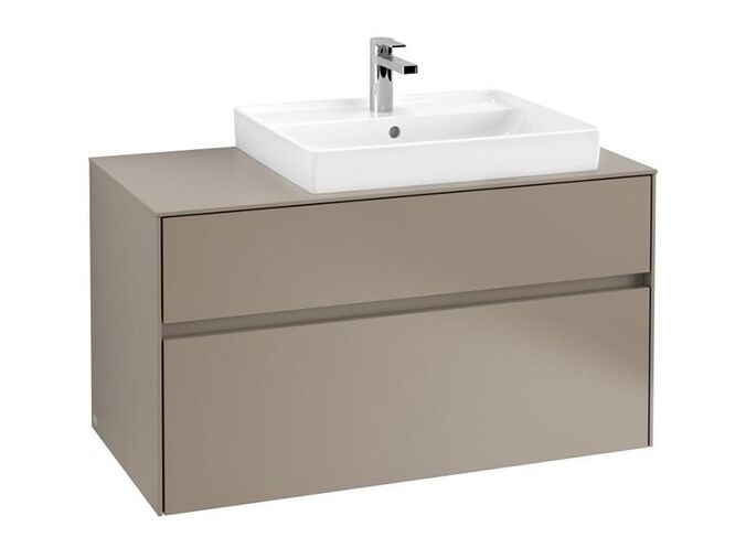 Villeroy & Boch Collaro skříňka pod umyvadlo, 100x5x54,80 cm, otvor vpravo, 2x zásuvka, Truffle Grey