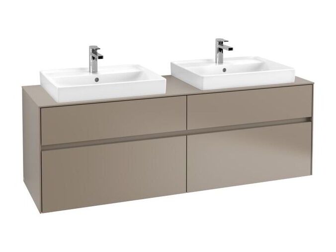 Villeroy & Boch Collaro skříňka pod umyvadlo, 160x50x54,8 cm, 2 otvory, 4x zásuvka, Truffle Grey