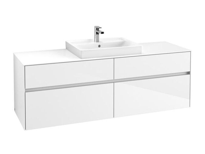 Villeroy & Boch Collaro skříňka pod umyvadlo, 160x50x54,8 cm, otvor uprostřed, 4x zásuvka, Glossy White