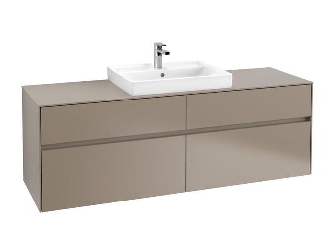 Villeroy & Boch Collaro skříňka pod umyvadlo, 160x50x54,8 cm, otvor uprostřed, 4x zásuvka, Truffle Grey