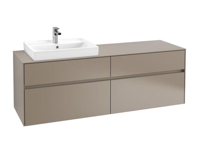 Villeroy & Boch Collaro skříňka pod umyvadlo, 160x50x54,8 cm, otvor vlevo, 4x zásuvka, Truffle Grey