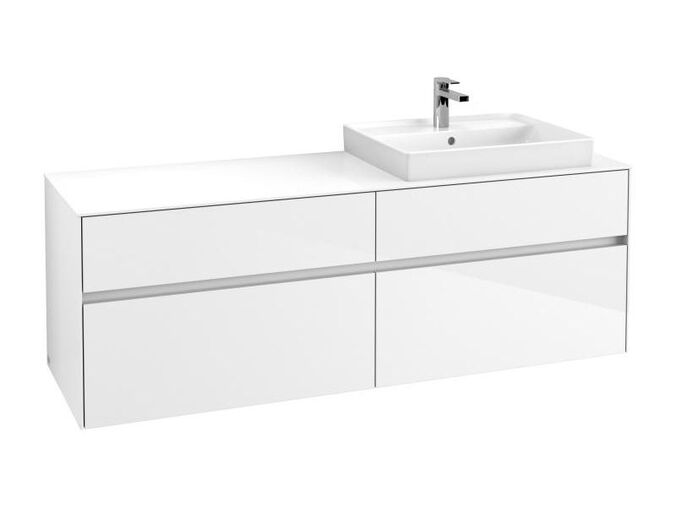 Villeroy & Boch Collaro skříňka pod umyvadlo, 160x50x54,8 cm, otvor vpravo, 4x zásuvka, Glossy White