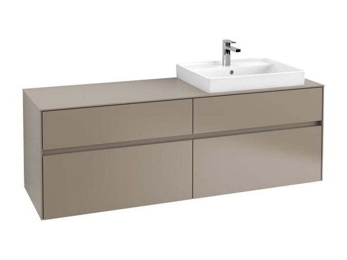 Villeroy & Boch Collaro skříňka pod umyvadlo, 160x50x54,8 cm, otvor vpravo, 4x zásuvka, Truffle Grey