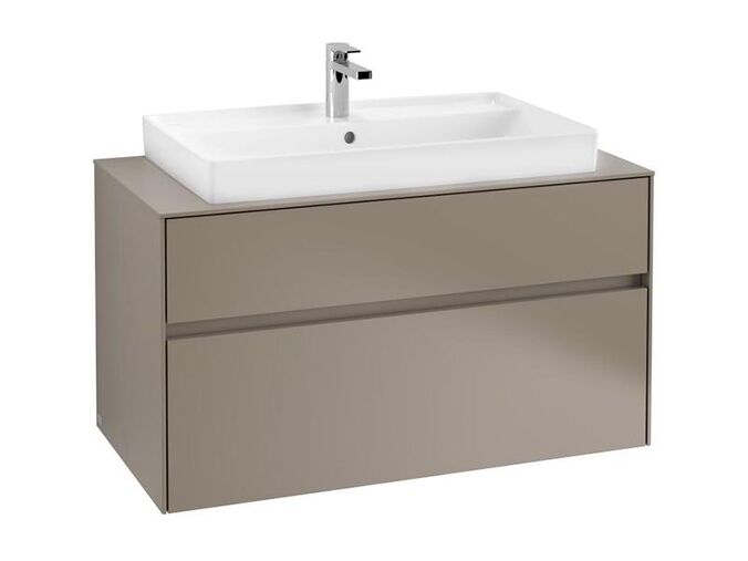 Villeroy & Boch Collaro skříňka pod umyvadlo, 100x50x54,8 cm, otvor uprostřed, 2x zásuvka, Truffle Grey