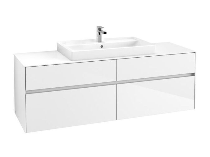 Villeroy & Boch Collaro skříňka pod umyvadlo, 160x50x54,8 cm, otvor uprostřed, 4x zásuvka, Glossy White