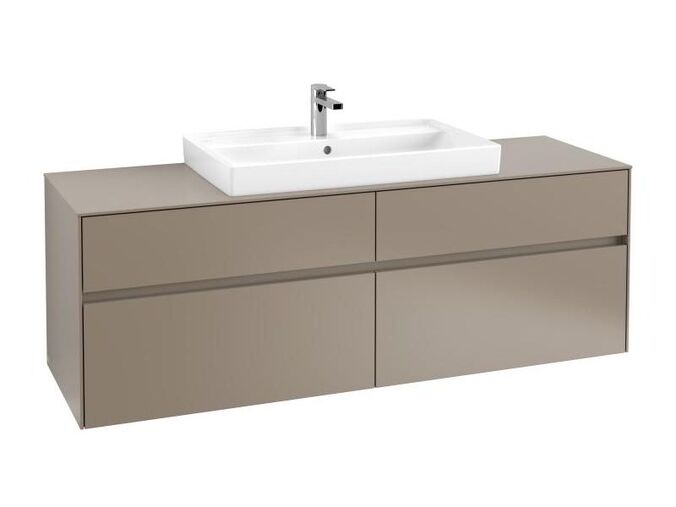 Villeroy & Boch Collaro skříňka pod umyvadlo, 160x50x54,8 cm, otvor uprostřed, 4x zásuvka, Truffle Grey