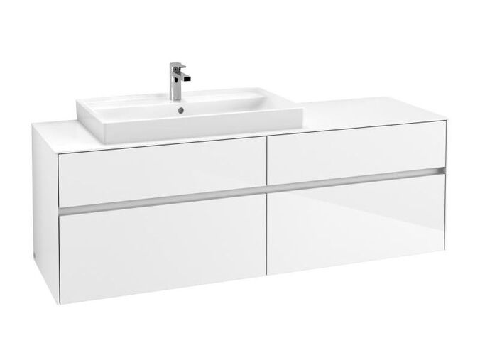 Villeroy & Boch Collaro skříňka pod umyvadlo, 160x50x54,8 cm, otvor vlevo, 4x zásuvka, Glossy White