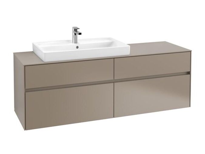 Villeroy & Boch Collaro skříňka pod umyvadlo, 160x50x54,8 cm, otvor vlevo, 4x zásuvka, Truffle Grey