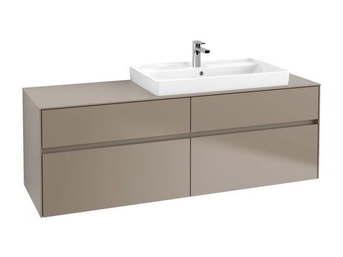 Villeroy & Boch Collaro skříňka pod umyvadlo, 160x50x54,8 cm, otvor vpravo, 4x zásuvka, Truffle Grey