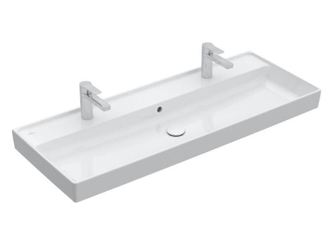 Villeroy & Boch Collaro umyvadlo 120x47 cm, 2 otvory pro baterii, s přepadem, CeramicPlus, bílá Alpin