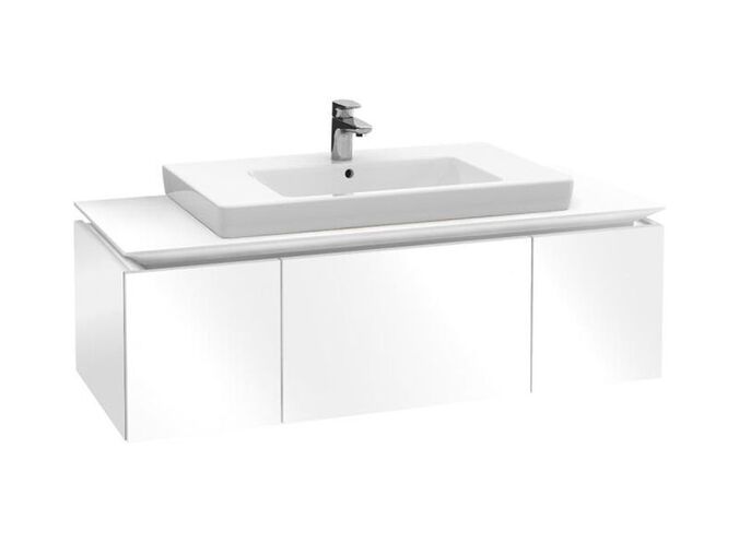 Villeroy & Boch Legato skříňka pod umyvadlo 120x38x50 cm, 3x zásuvka, Glossy White