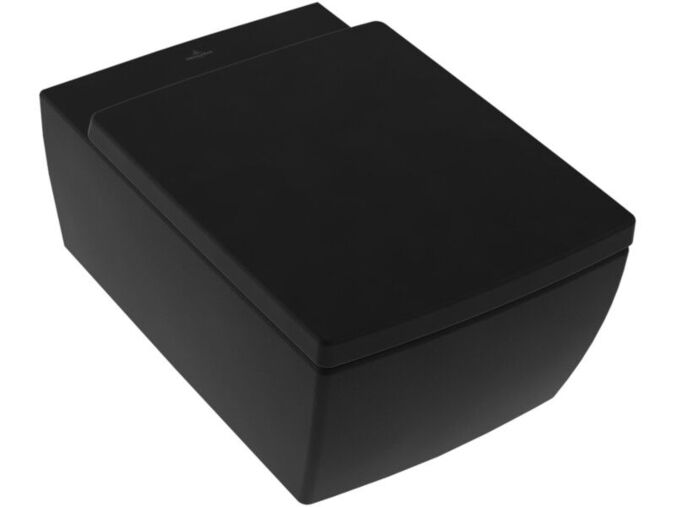 Villeroy & Boch Memento 2.0 závěsné WC, 37x56 cm, bez vnitřního okraje, CeramicPlus, Pure Black