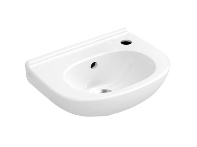 Villeroy & Boch O.novo umývátko Compact 36x27,5 cm, otvor pro baterii vpravo, s přepadem, CeramicPlus, bílá Alpin