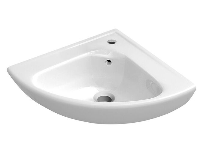 Villeroy & Boch O.novo rohové umývátko Compact 55x41,5 cm, otvor pro baterii, s přepadem, CeramicPlus, bílá Alpin