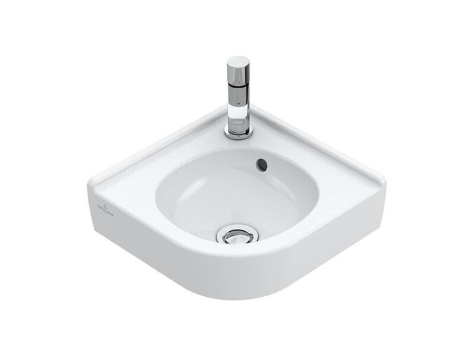 Villeroy & Boch O.novo rohové umývátko 45x32 cm, otvor pro baterii, s přepadem, CeramicPlus, bílá Alpin