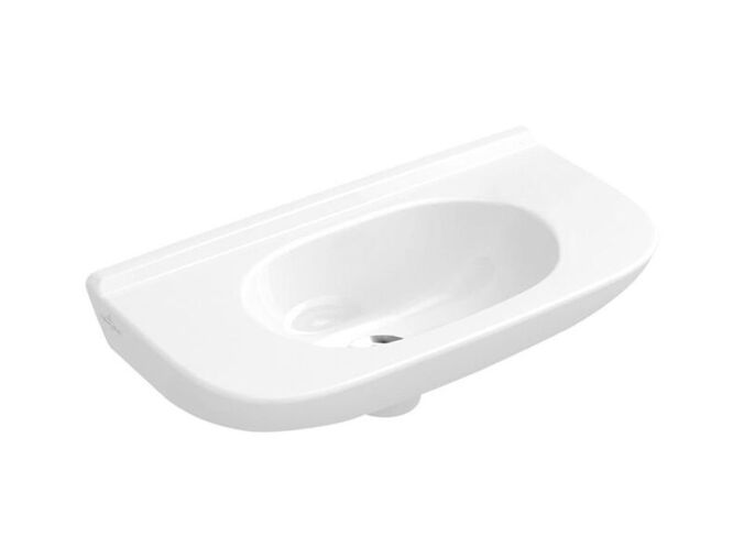 Villeroy & Boch O.novo umývátko Compact 50x25 cm, bez otvoru pro baterii, bez přepadu, CeramicPlus, bílá Alpin