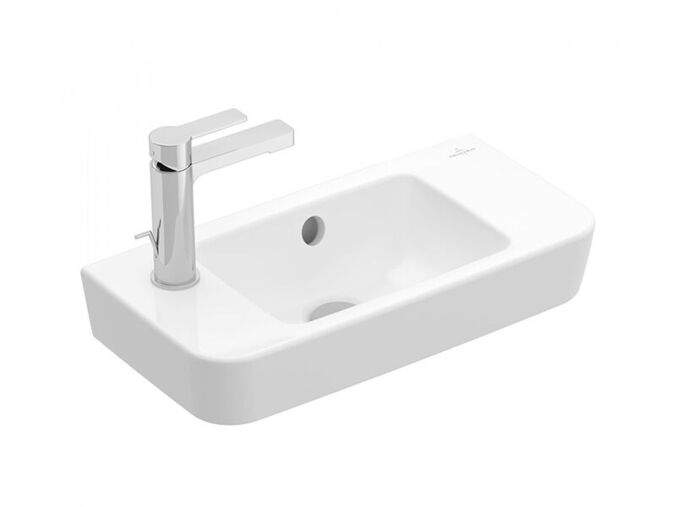 Villeroy & Boch O.novo umývátko Compact 50x25 cm, otvor pro baterii vlevo, s přepadem, bílá Alpin