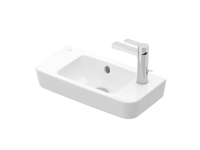 Villeroy & Boch O.novo umývátko Compact 50x25 cm, otvor pro baterii vpravo, s přepadem, bílá Alpin