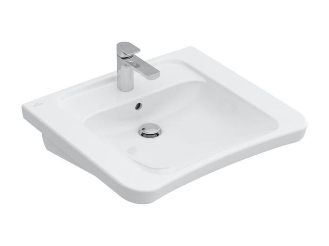 Villeroy & Boch Architectura Vita umyvadlo bezbariérové 65x55 cm, otvor pro baterii, s přepadem, CeramicPlus, bílá Alpin